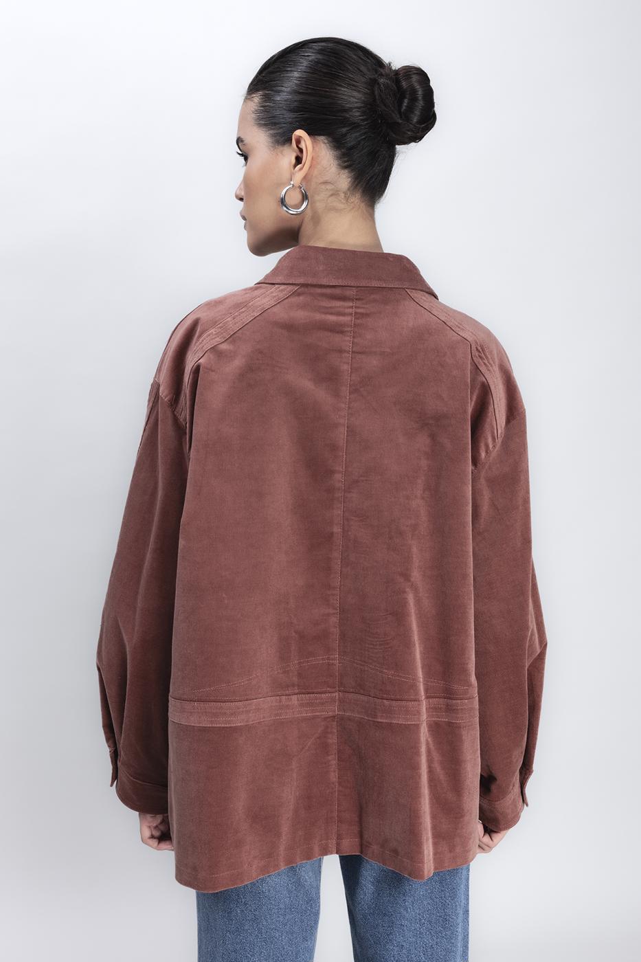 Bayan Taba Vintage Süet Görünümlü Mont