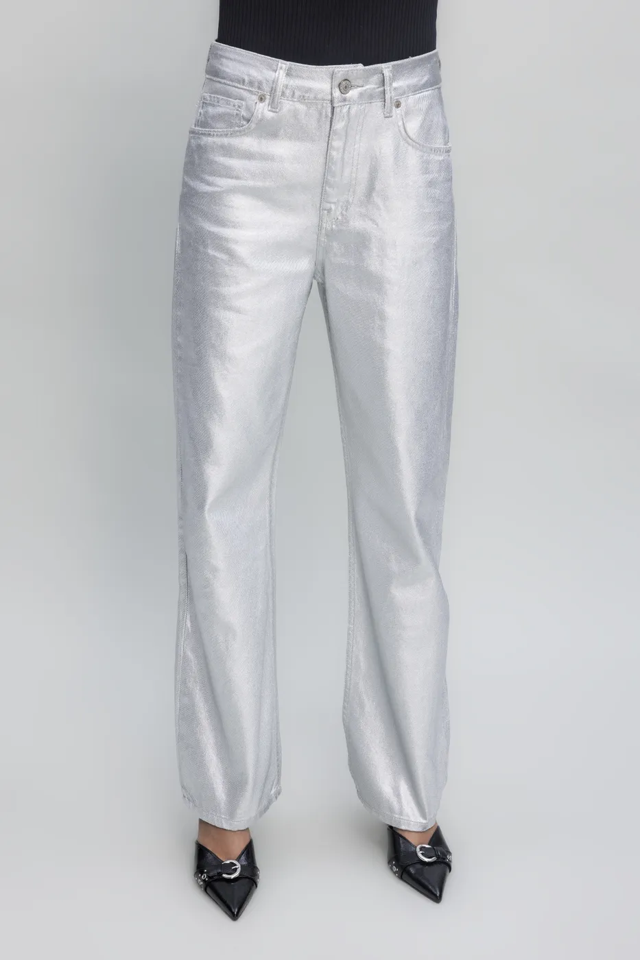 Bayan Gri Varaklı Pantolon