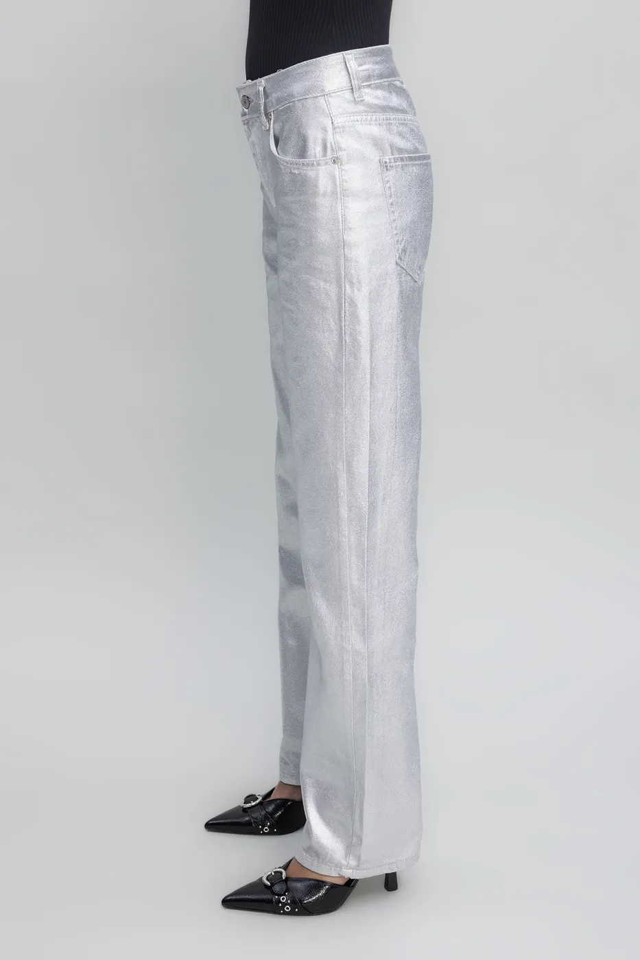 Bayan Gri Varaklı Pantolon