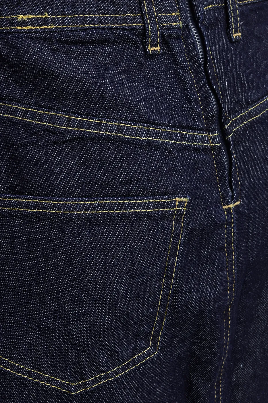 Bayan Lacivert Kontrast Dikiş Detaylı Maksi Denim Etek