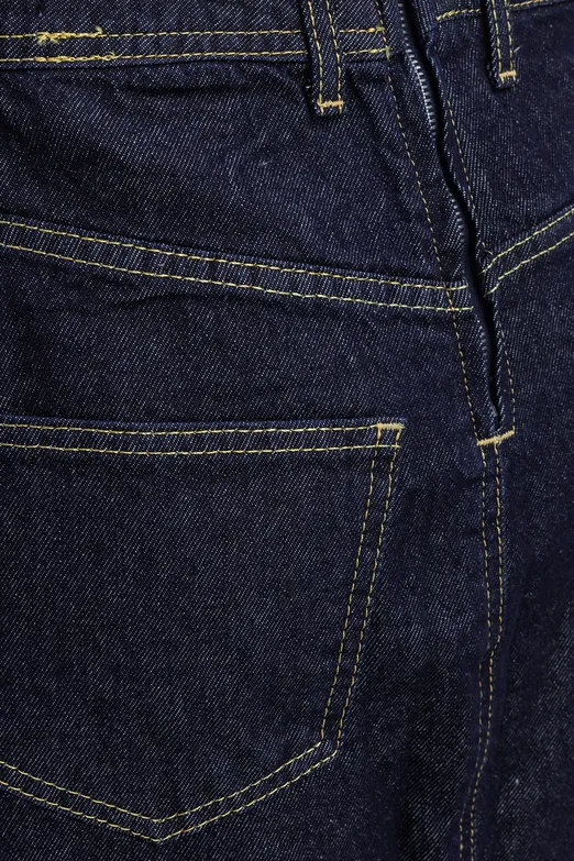 Bayan Lacivert Kontrast Dikiş Detaylı Maksi Denim Etek - BSL