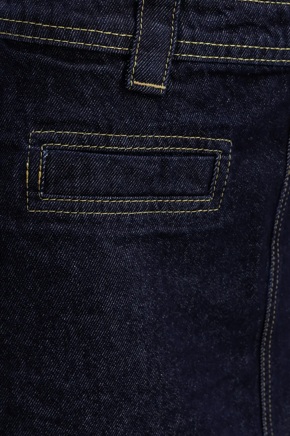 Bayan Lacivert Kontrast Dikiş Detaylı Maksi Denim Etek