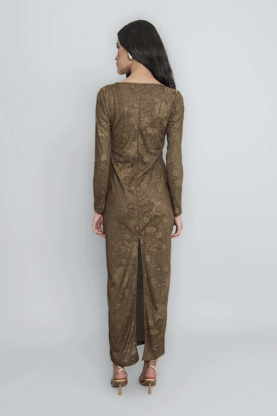 Bayan Haki Derin Yaka Dekolteli Maksi Elbise