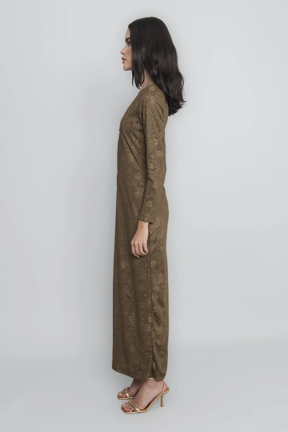 Bayan Haki Derin Yaka Dekolteli Maksi Elbise