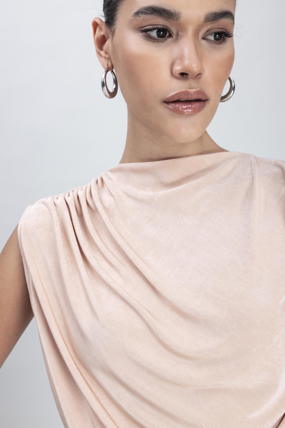 Bayan Ten Drapeli Kolsuz Bluz