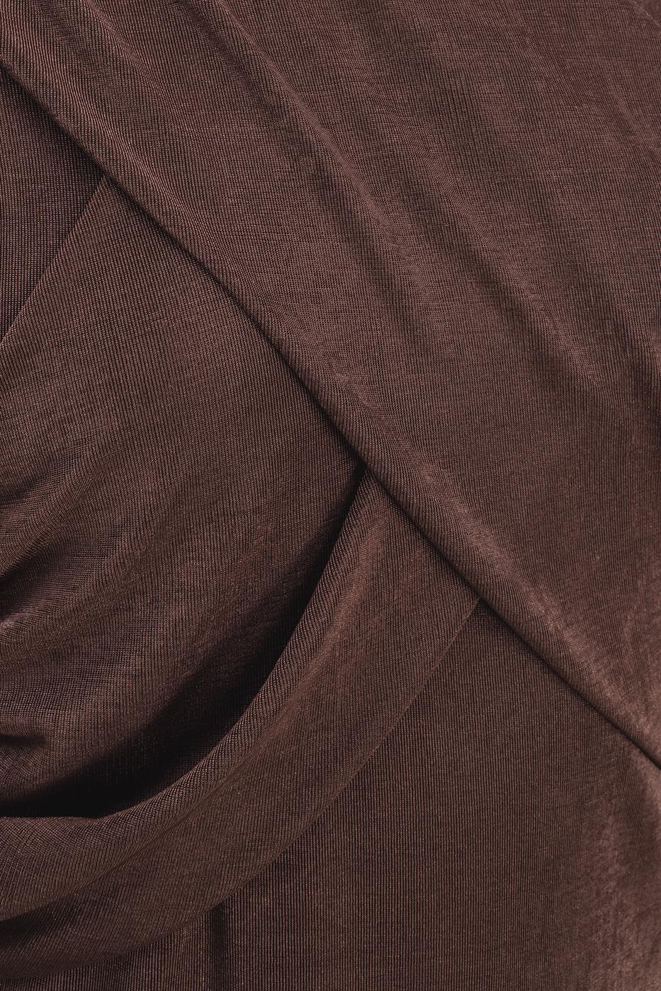 Bayan Kahverengi Çapraz Yaka Detaylı Top