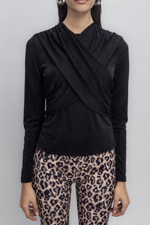 Bayan  Çapraz Yaka Detaylı Top