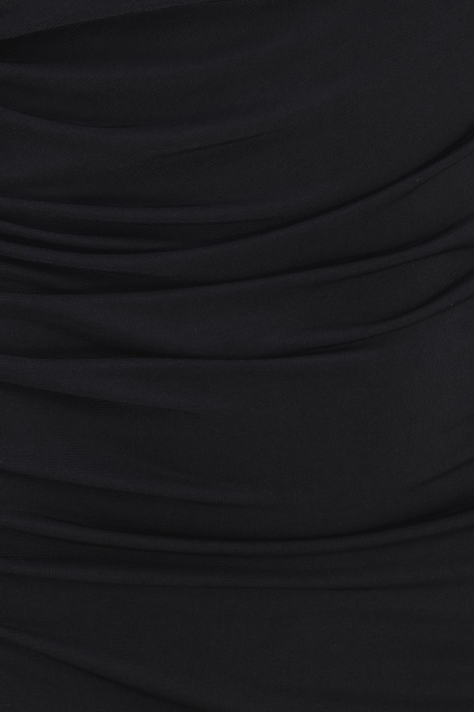 Bayan Siyah Tek Omuz Detaylı Midi Elbise