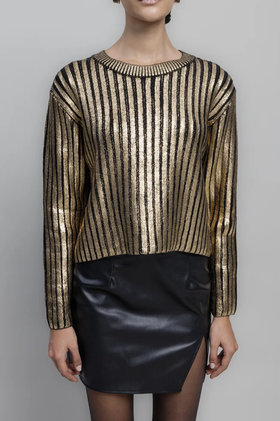 Bayan Siyah Varak Baskılı Kazak