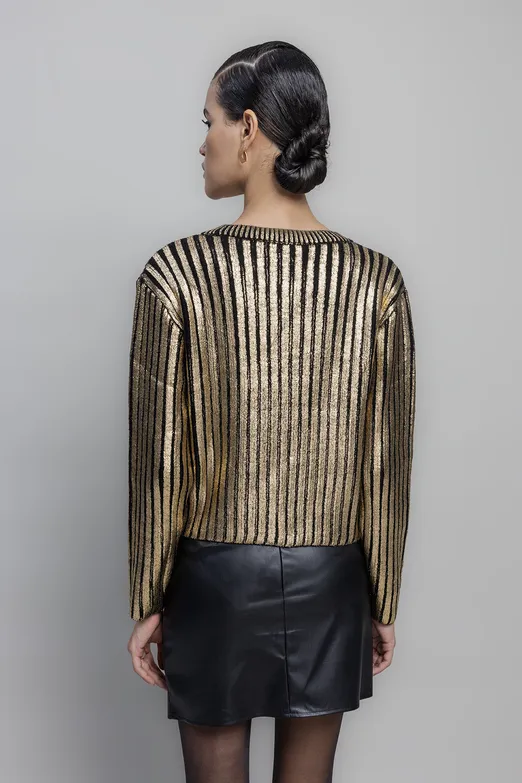 Bayan Siyah Varak Baskılı Kazak - BSL