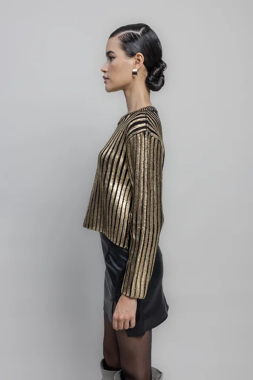 Bayan Siyah Varak Baskılı Kazak - BSL