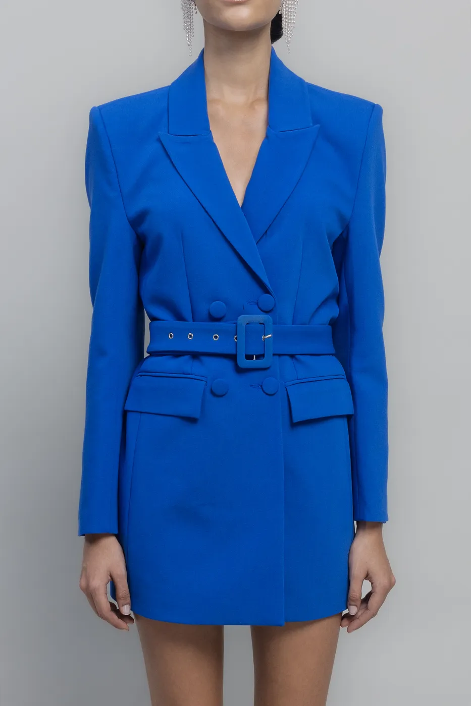 Bayan Sax Kemerli Ceket Elbise