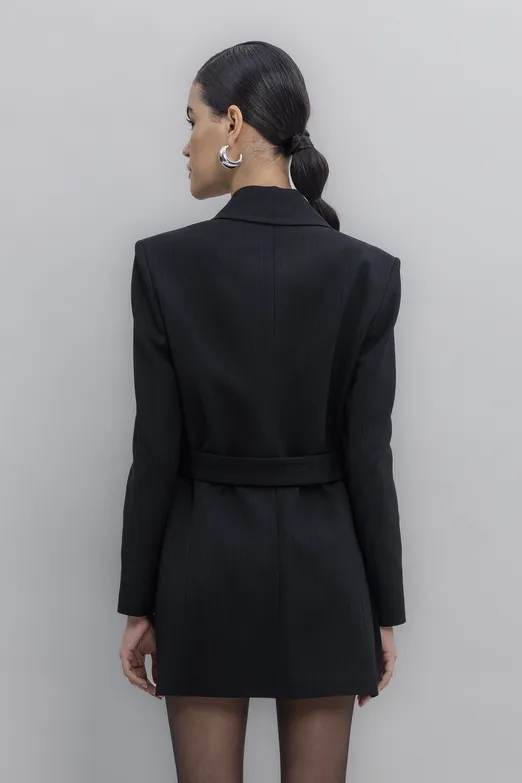 Bayan Siyah Kemerli Ceket Elbise - BSL