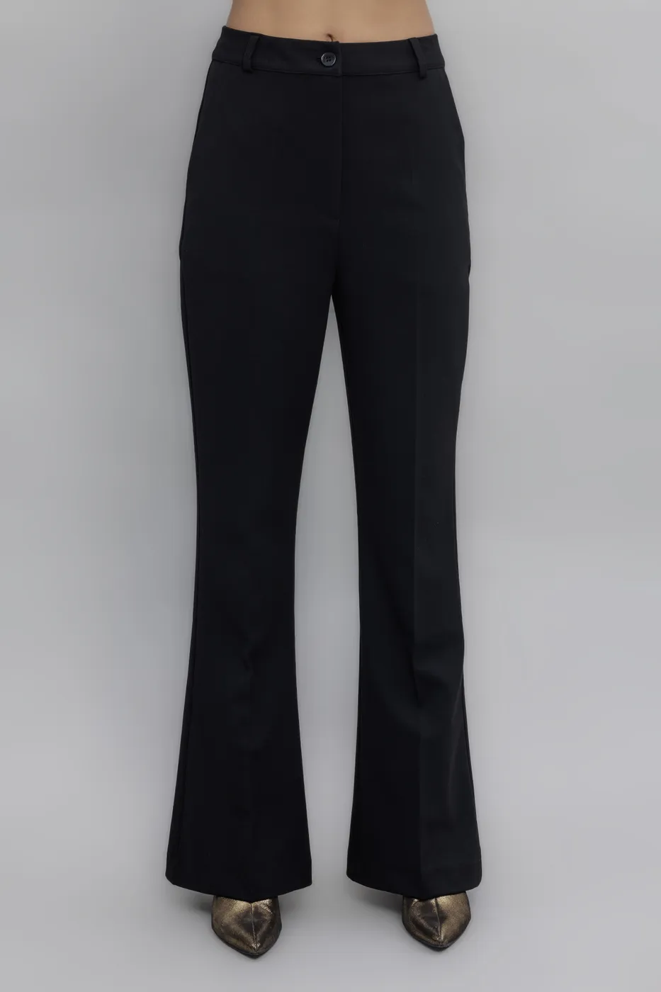 Bayan Siyah Yüksek Bel Kumaş Pantolon