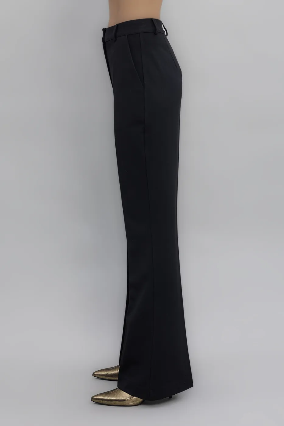 Bayan Siyah Yüksek Bel Kumaş Pantolon