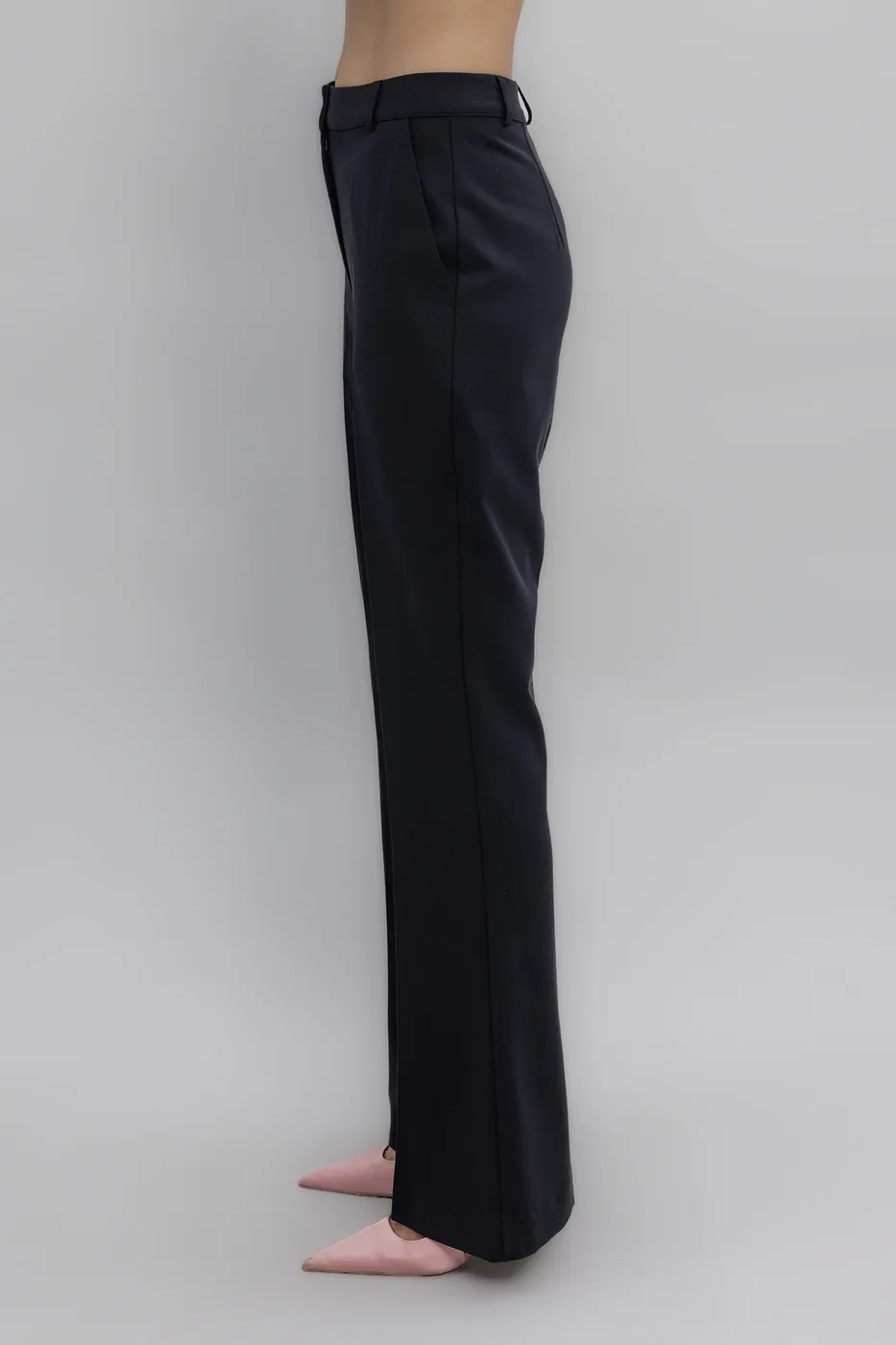 Bayan Siyah Yüksek Bel Kumaş Pantolon