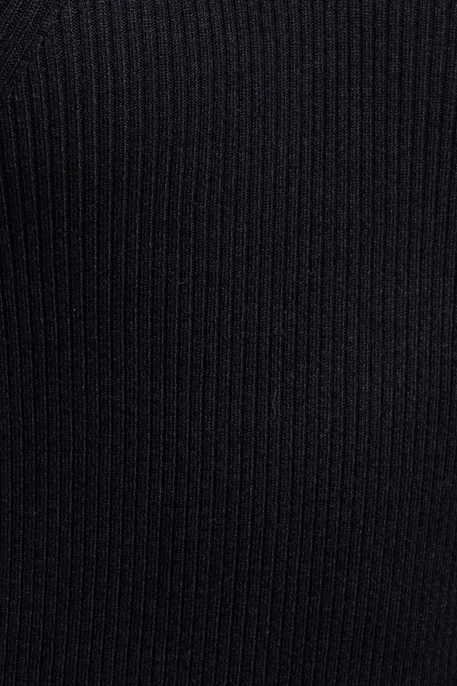 Bayan Siyah Uzun Kollu Öpücük Yaka Yırtmaçlı Mini Triko Elbise