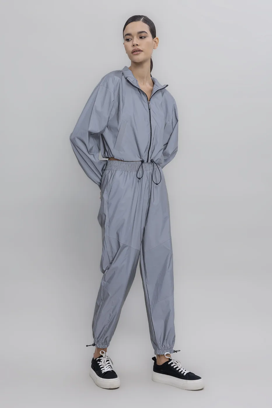 Bayan Gri Reflektörlü Jogger Pantolon
