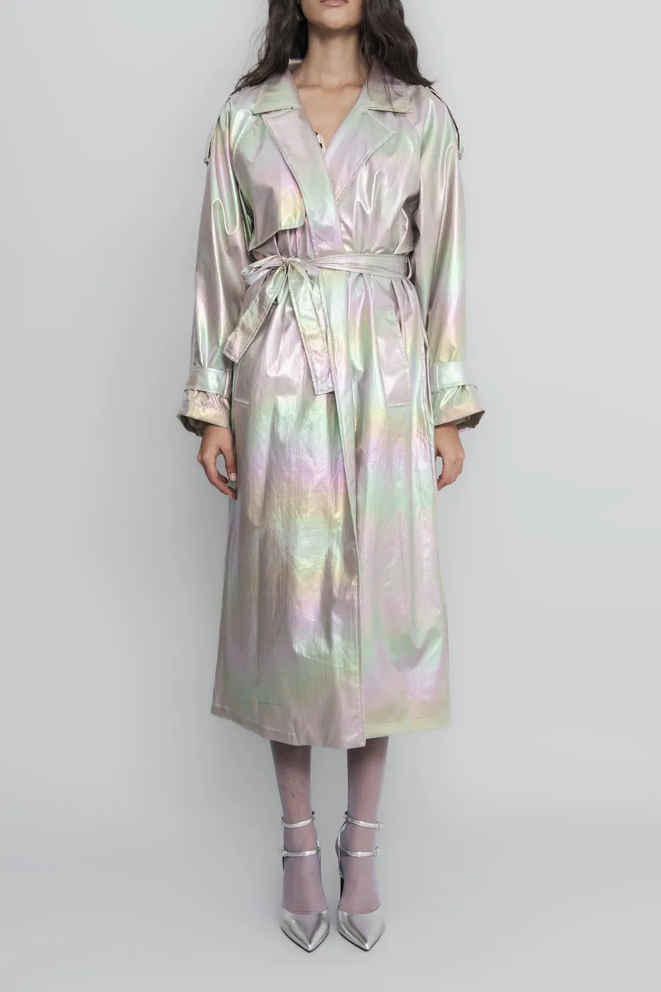 Bayan Vizon Hologramlı Astarlı Trençkot