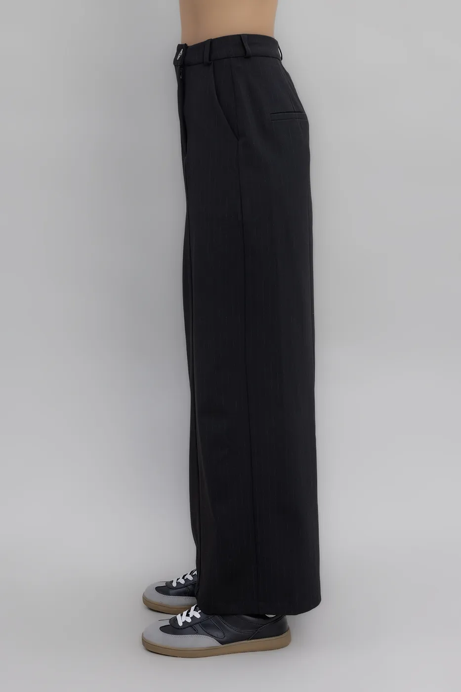 Bayan Siyah İnce Çizgili Maksi Etek