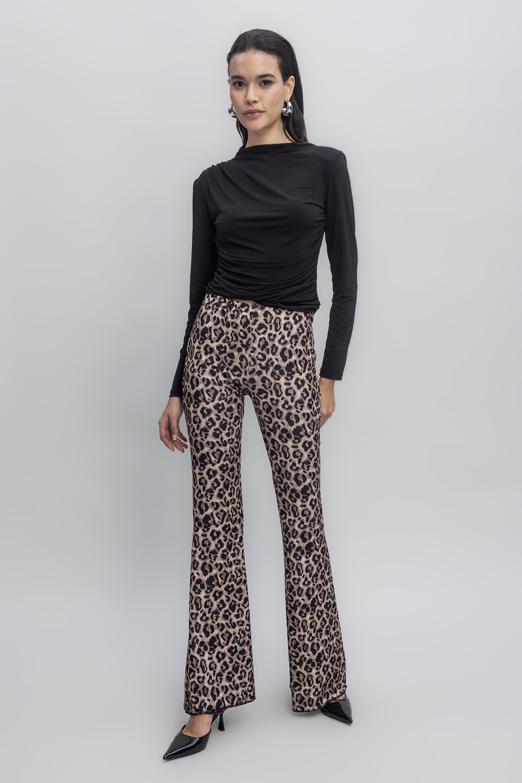 Bayan  İspanyol Paça Leopar Pantolon