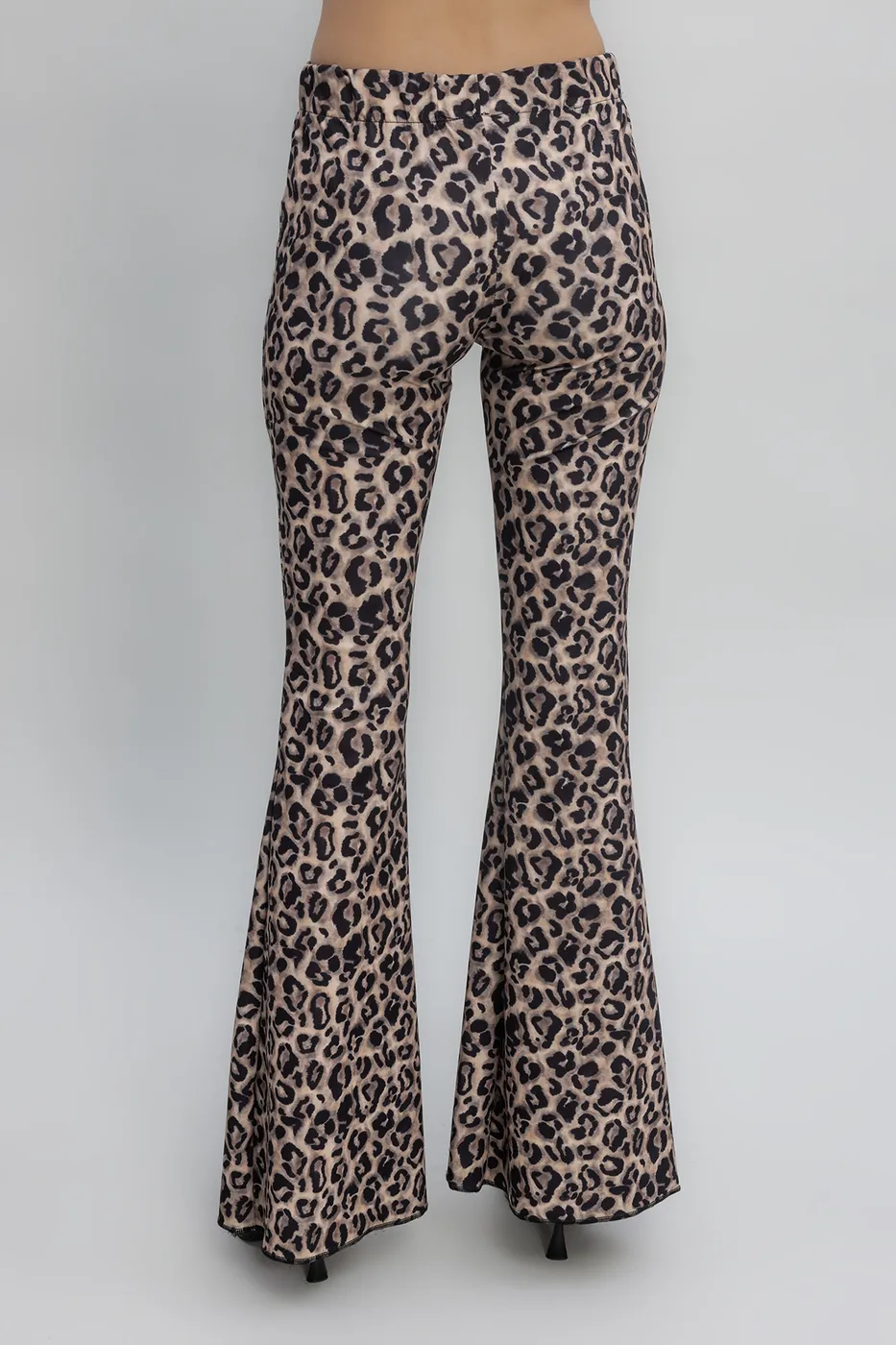 Bayan Bej İspanyol Paça Leopar Pantolon