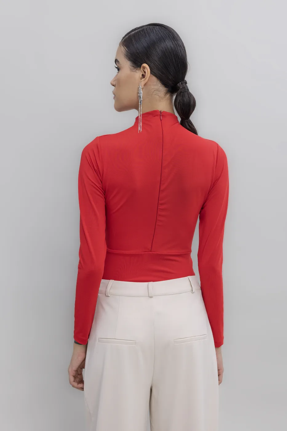 Bayan Kırmızı Pencereli Bodysuit