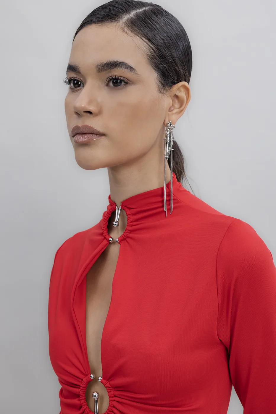 Bayan Kırmızı Pencereli Bodysuit