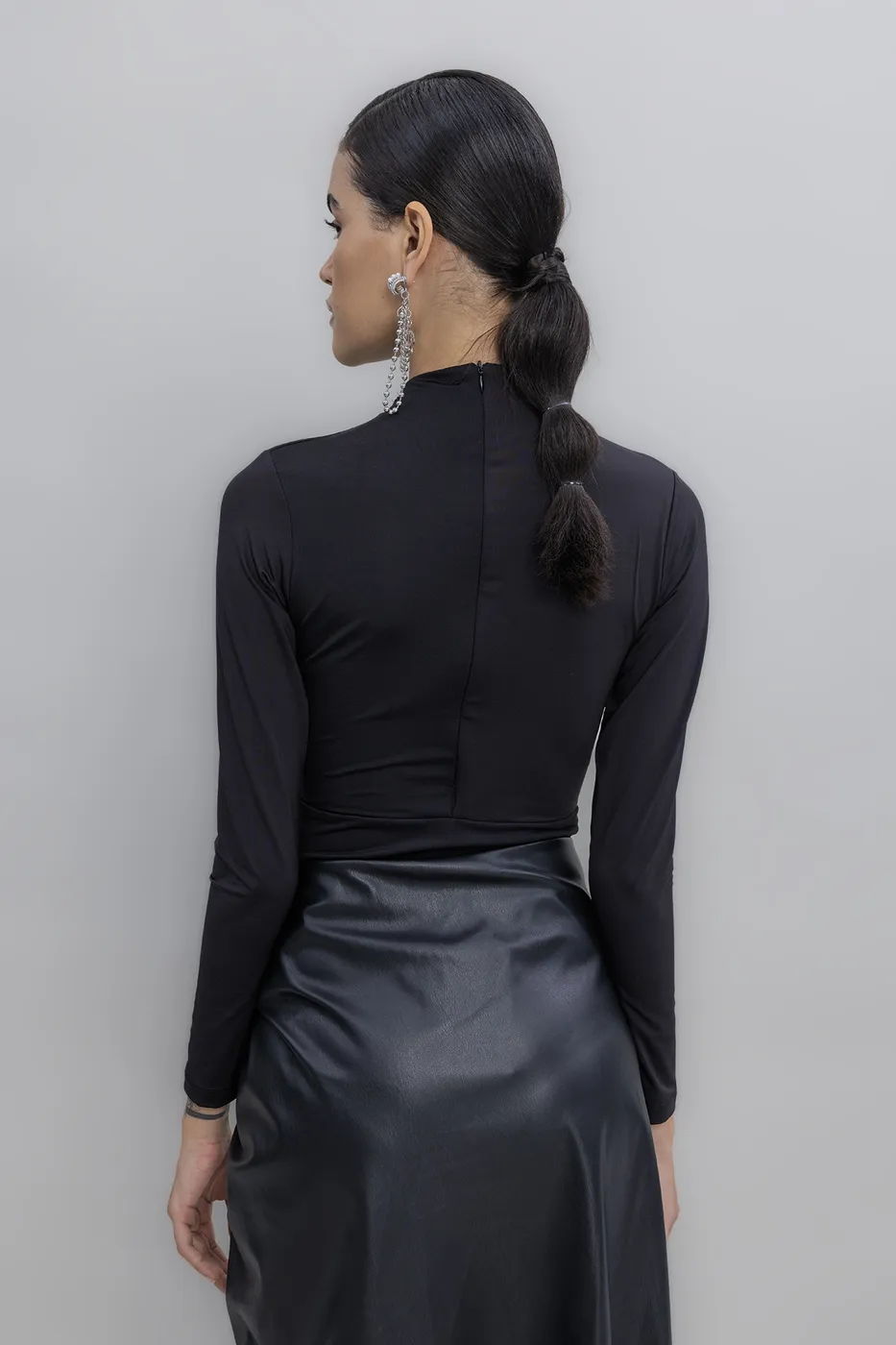 Bayan Siyah Pencereli Bodysuit