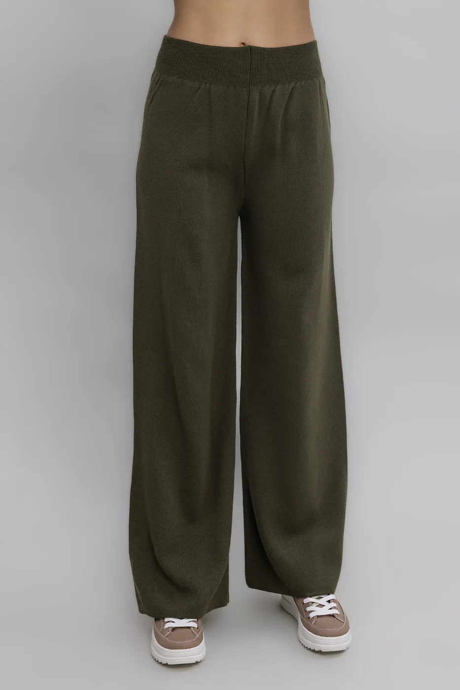 Bayan Haki Bol Paça Triko Pantolon