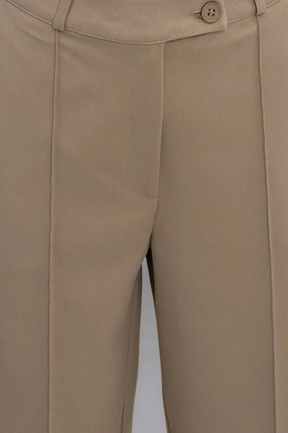 Bayan Bej Dar Paça Klasik Pantolon