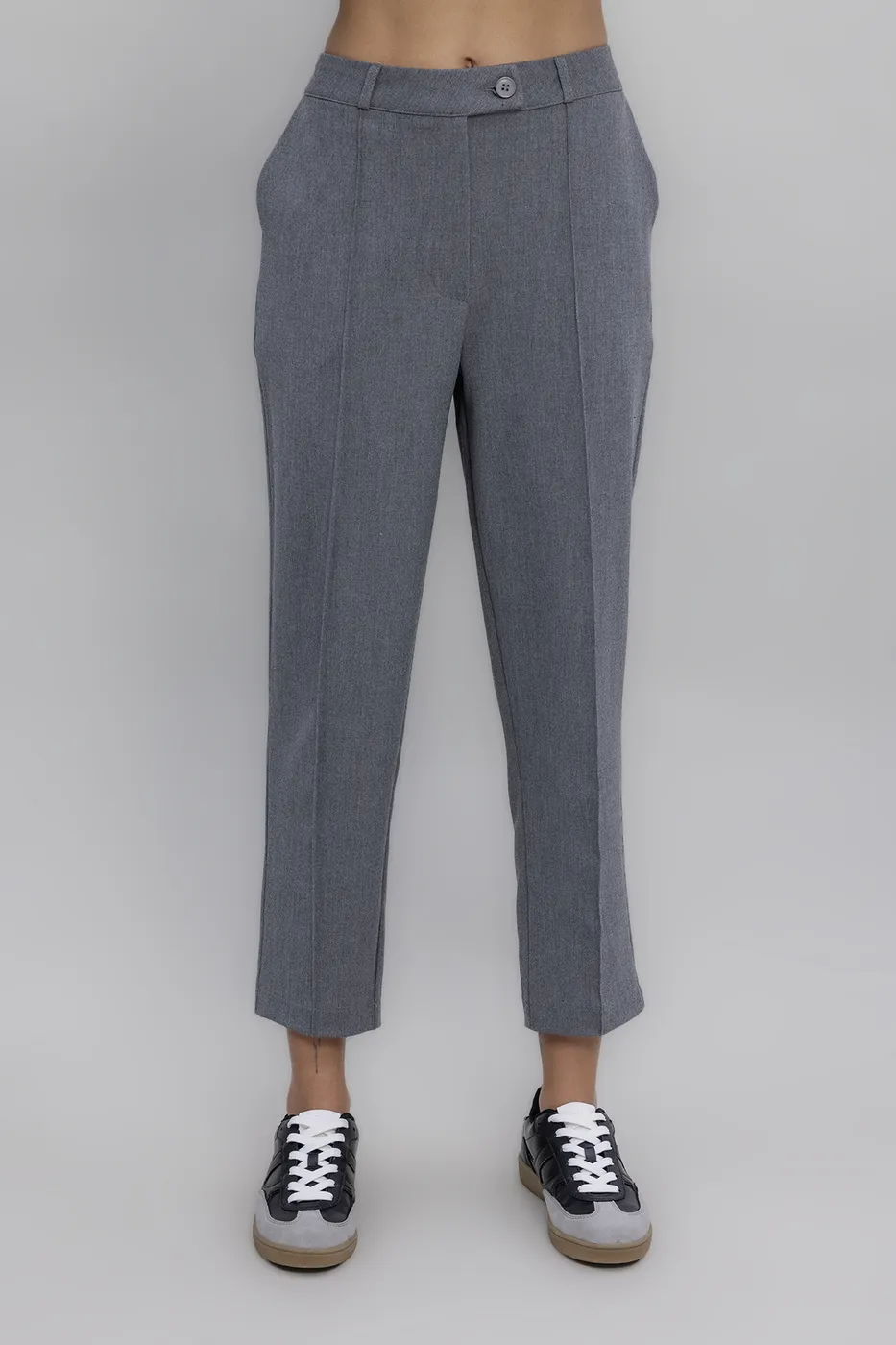 Bayan Gri Dar Paça Klasik Pantolon
