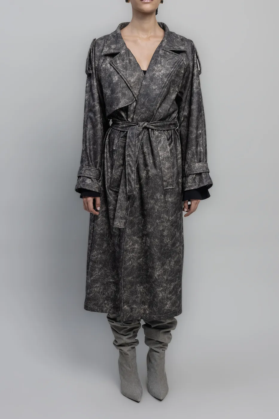 Bayan Kahverengi Vintage Görünümlü Astarlı Trençkot