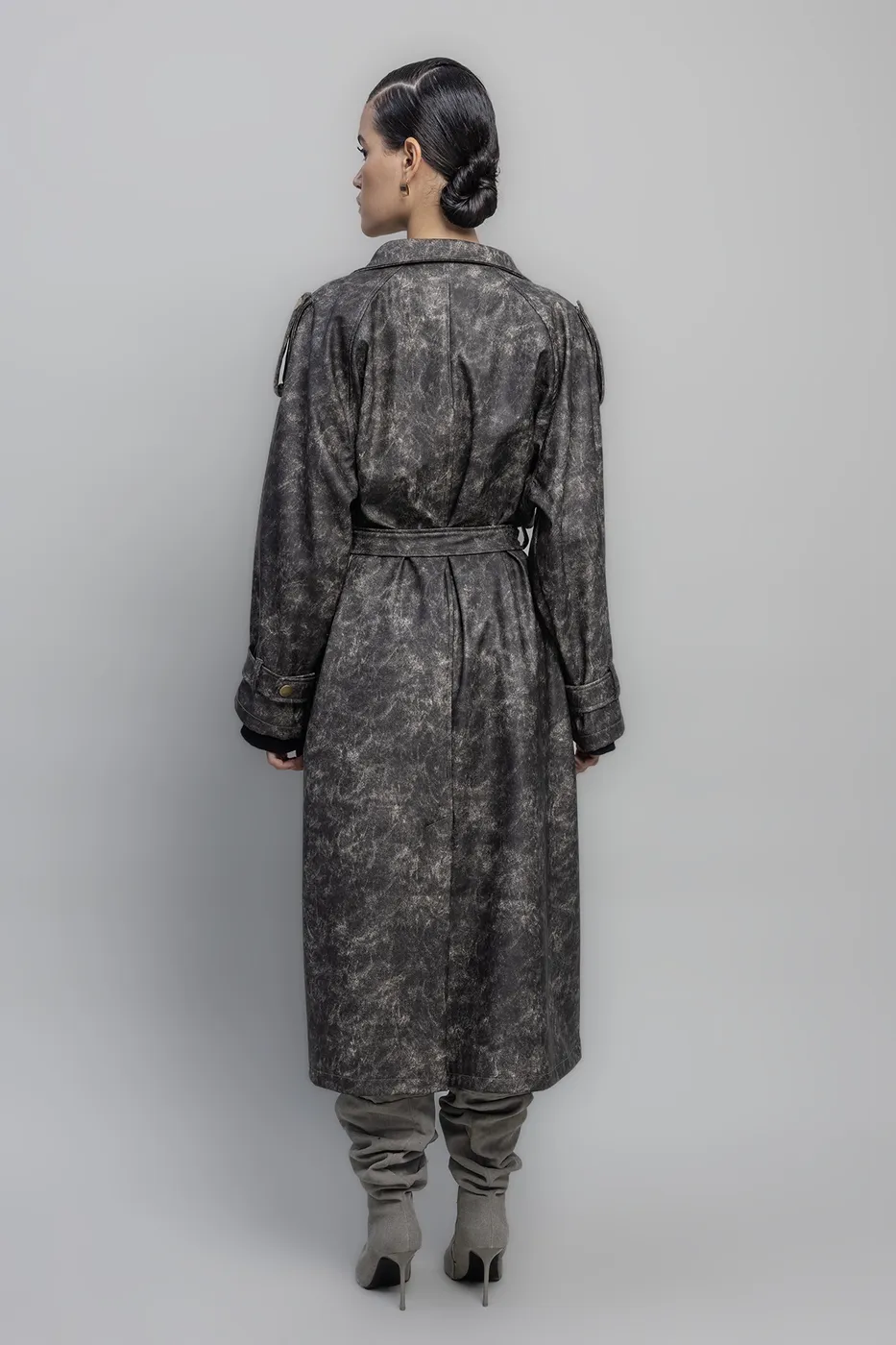 Bayan Kahverengi Vintage Görünümlü Astarlı Trençkot