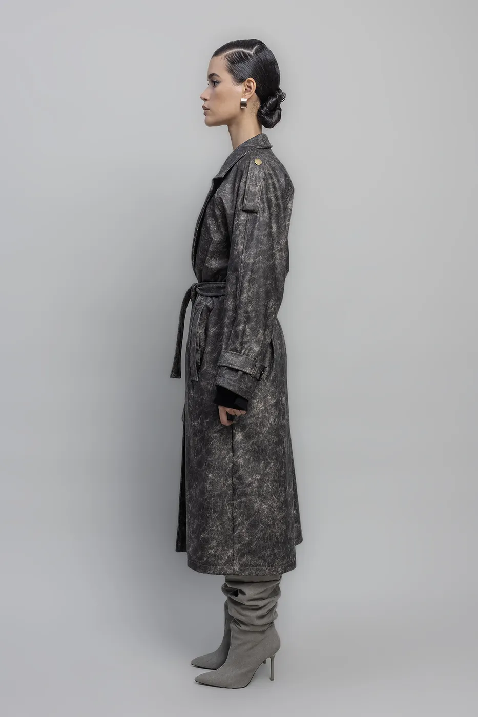 Bayan Kahverengi Vintage Görünümlü Astarlı Trençkot