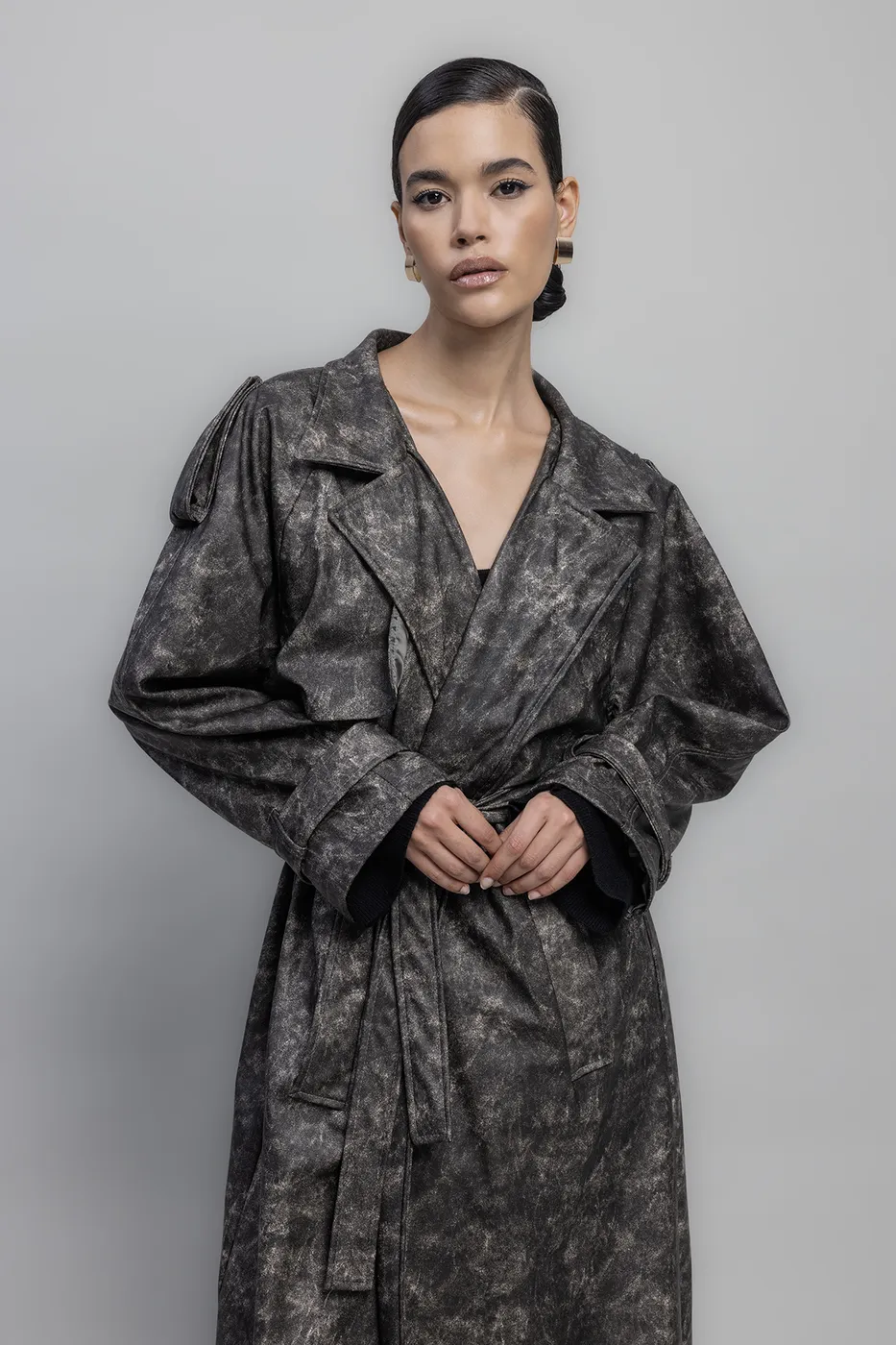 Bayan Kahverengi Vintage Görünümlü Astarlı Trençkot