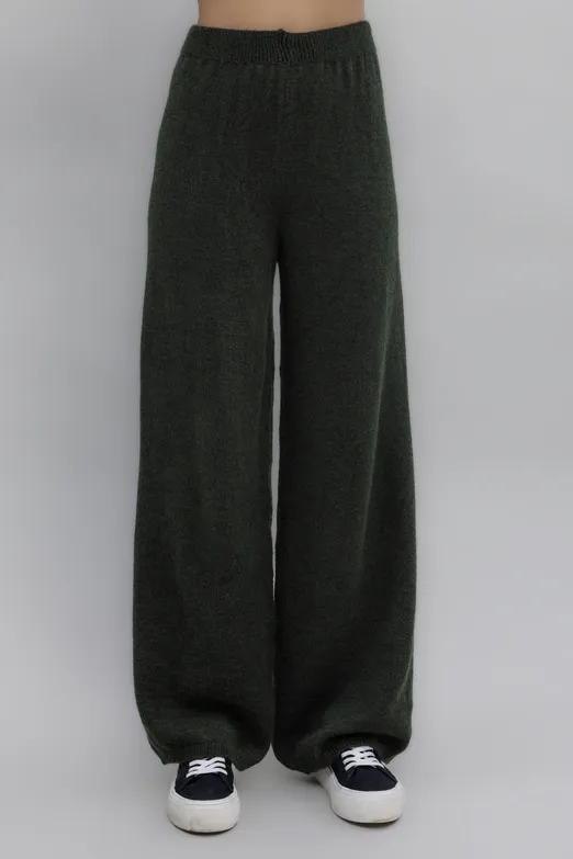 Bayan Yeşil Triko Bol Pantolon - BSL