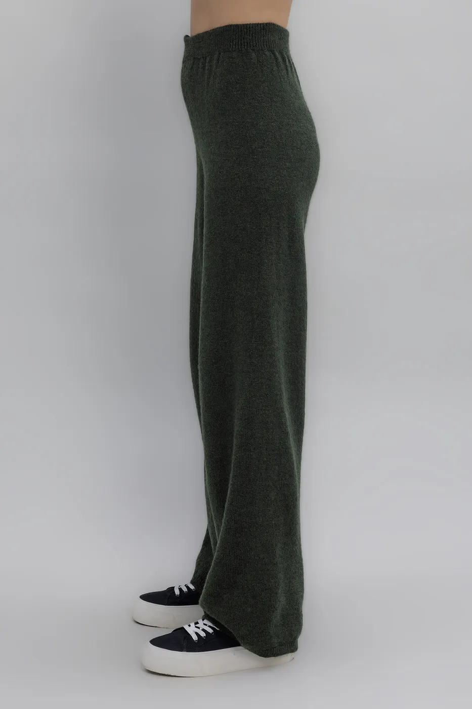 Bayan Yeşil Triko Bol Pantolon