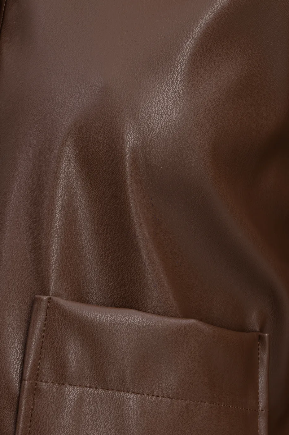 Bayan Taba Crop Suni Deri Gömlek