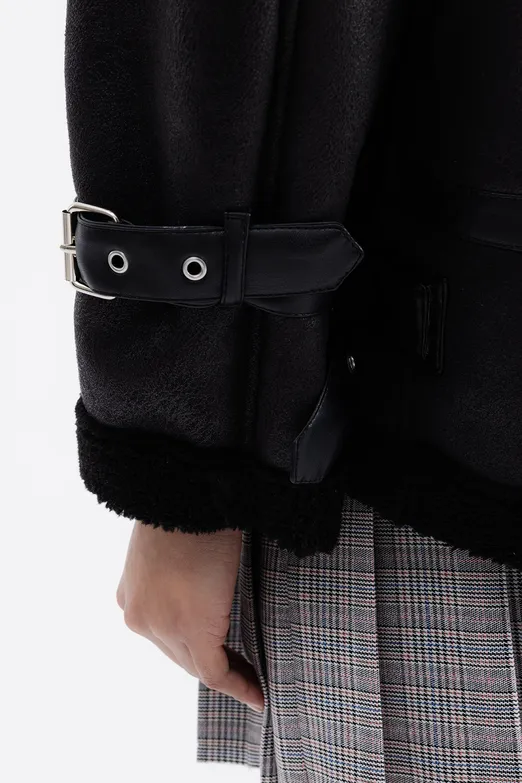 Bayan Siyah İçi Kürklü Mont - BSL