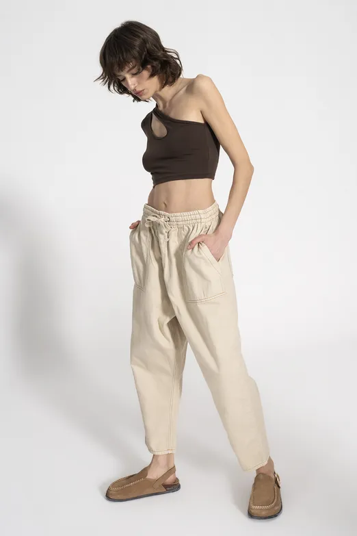 Bayan Krem Havuç Pantolon - BSL