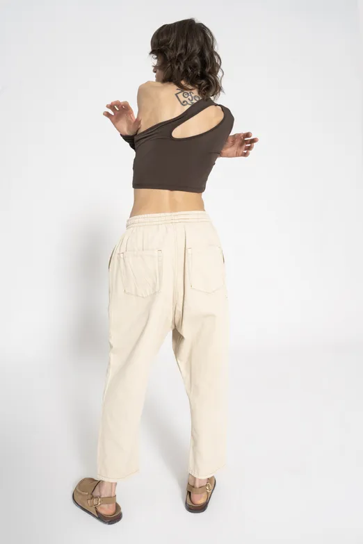 Bayan Krem Havuç Pantolon - BSL