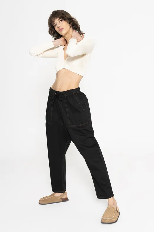 Bayan Siyah Havuç Pantolon - BSL
