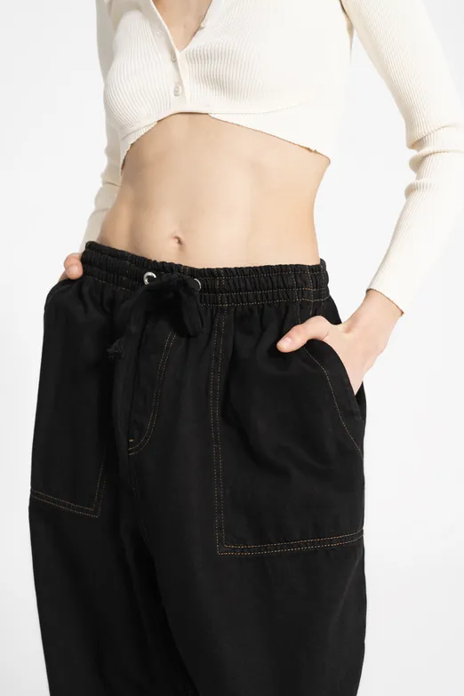 Bayan Siyah Havuç Pantolon - BSL