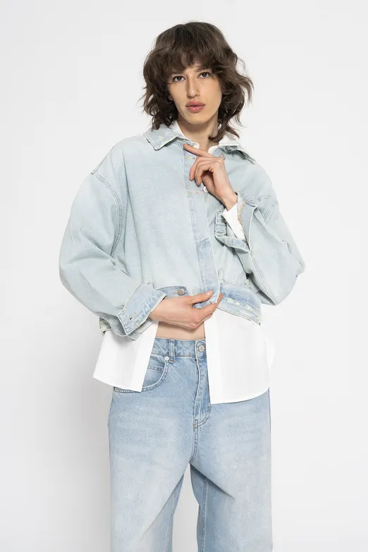 Bayan Mavi Yıpratmalı Denim Mont - BSL