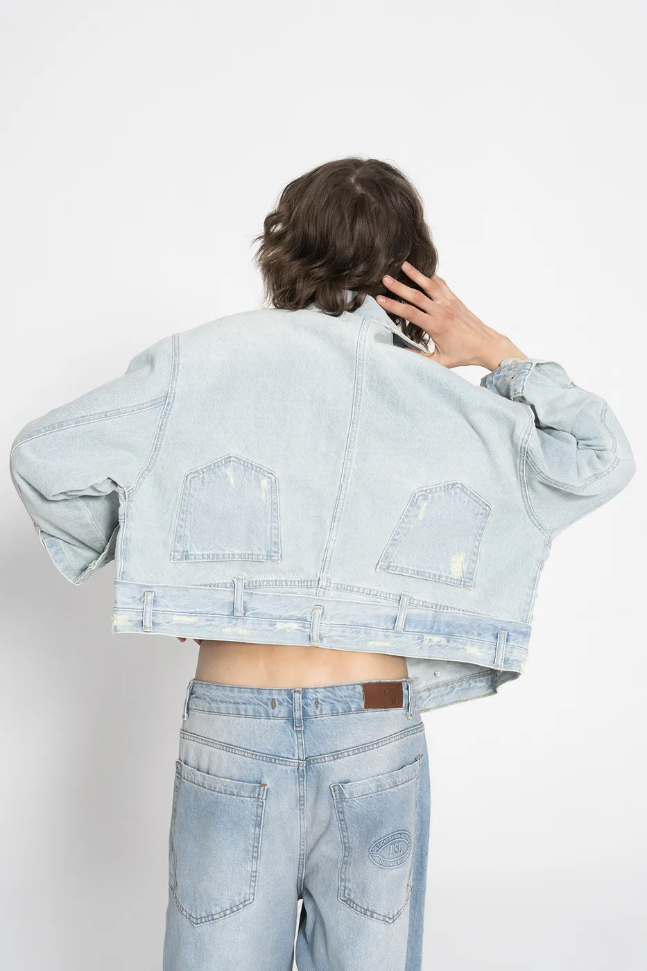 Bayan Mavi Yıpratmalı Denim Mont