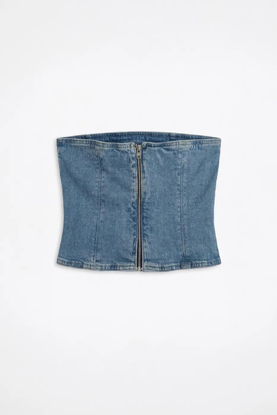 Bayan Mavi Straplez Denim Top