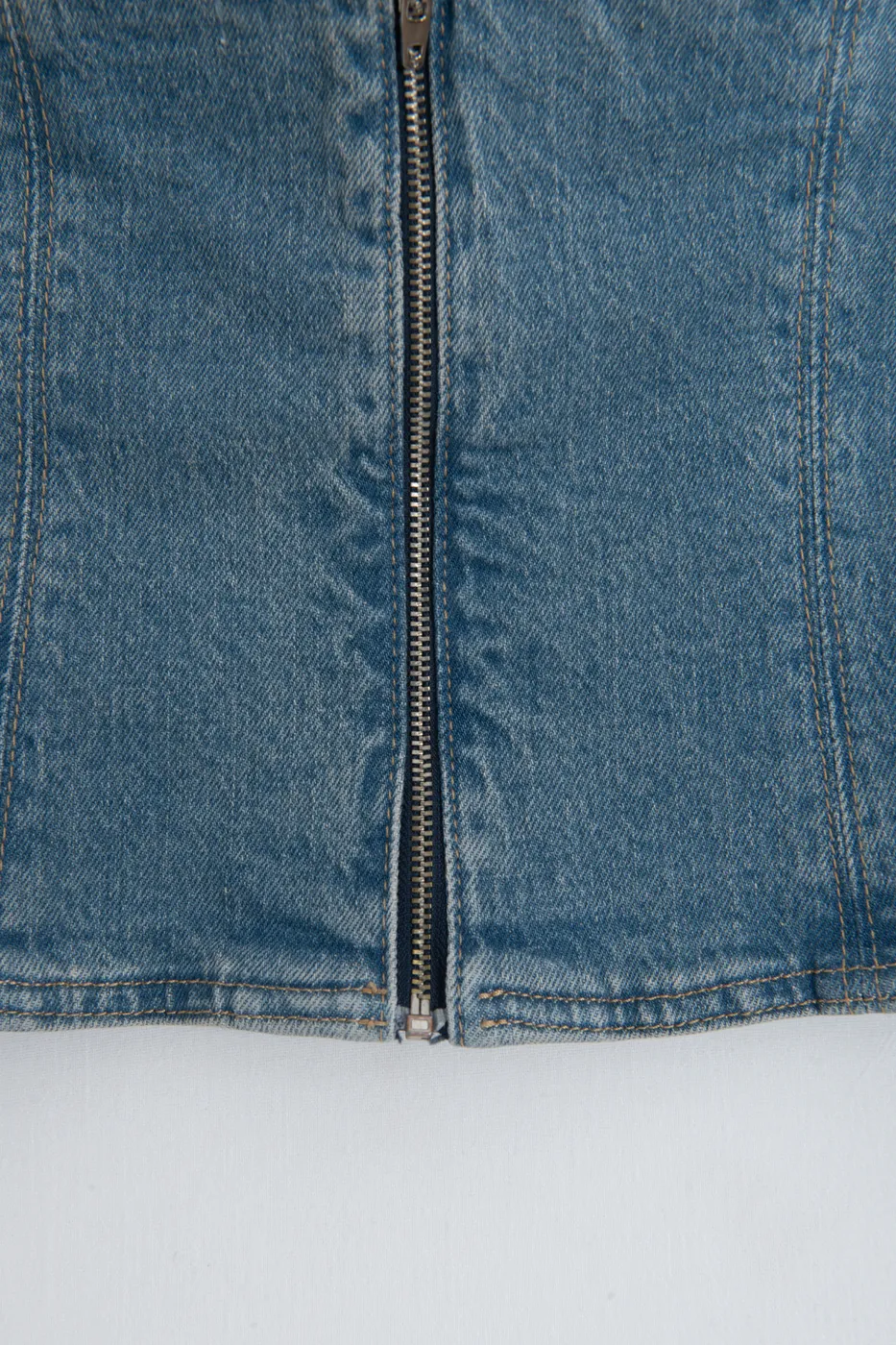 Bayan Mavi Straplez Denim Top