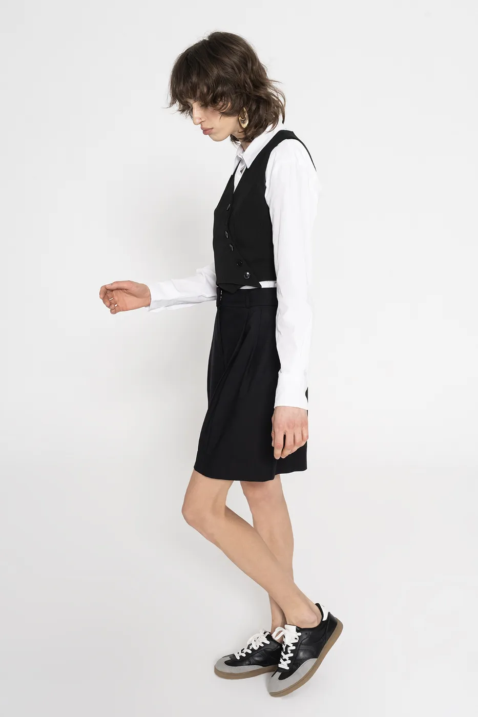 Bayan Siyah Yüksek Bel Bermuda Şort