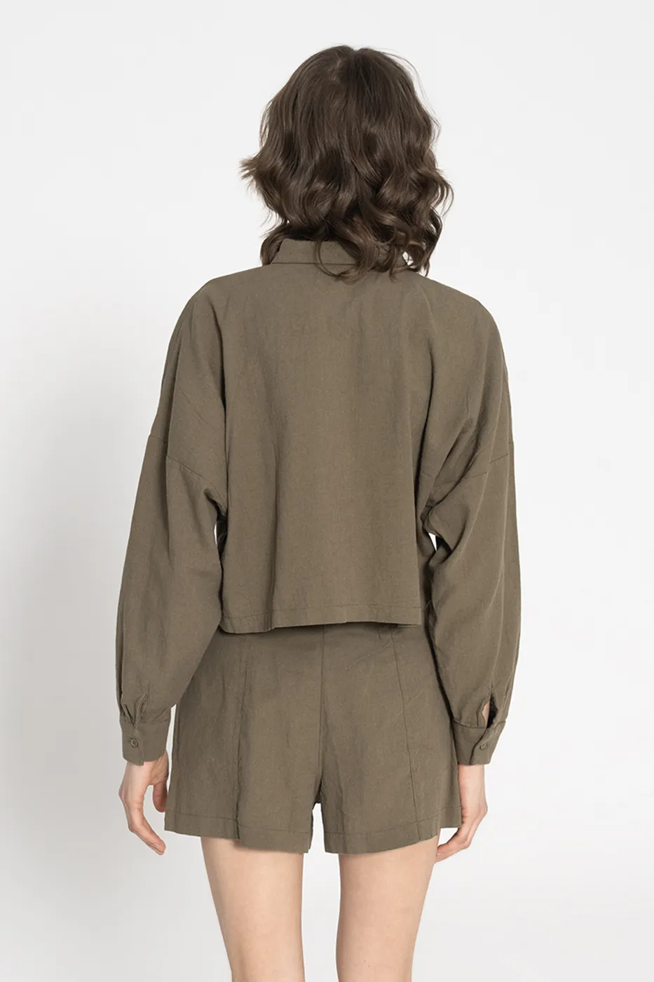 Bayan Haki Keten Mini  Şort